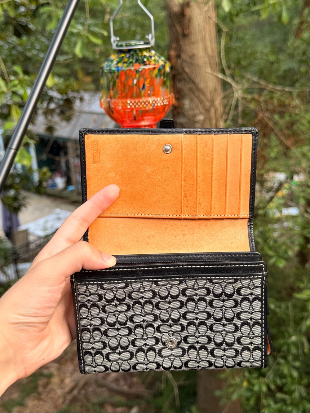 Coach Black and Gray Signature Canvas Wallet with Buckle Accent - Picture 3 of 8